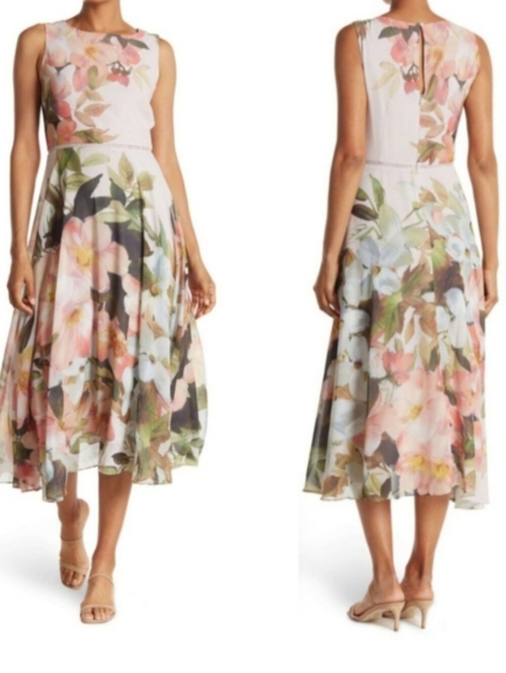 ⬇️T Tahari Floral Print Sleeveless Midi Dress - Picture 14 of 14